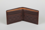 Premium Leather Wallet in Checkered, open interior view