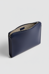 Contemporary Tech Sleeve Pochette in Deep Ocean Indigo Luxe Brushed Leather – Interior View