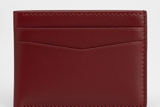 Minimal Card Wallet in Red, matte calfskin leather macro close-up