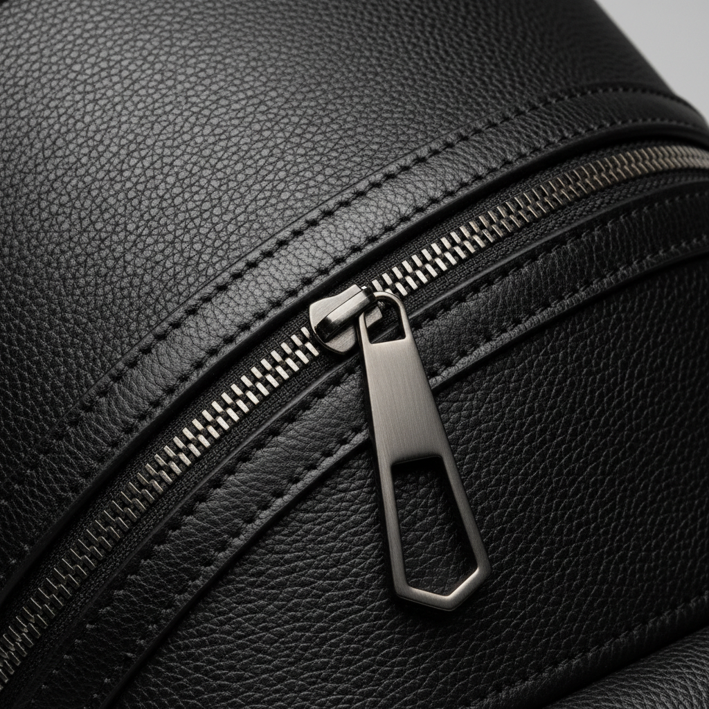 Premium Leather Women's Backpack - Galaxy Matte Black Leather & Zipper Detail