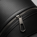 Premium Leather Women's Backpack - Galaxy Matte Black Leather & Zipper Detail