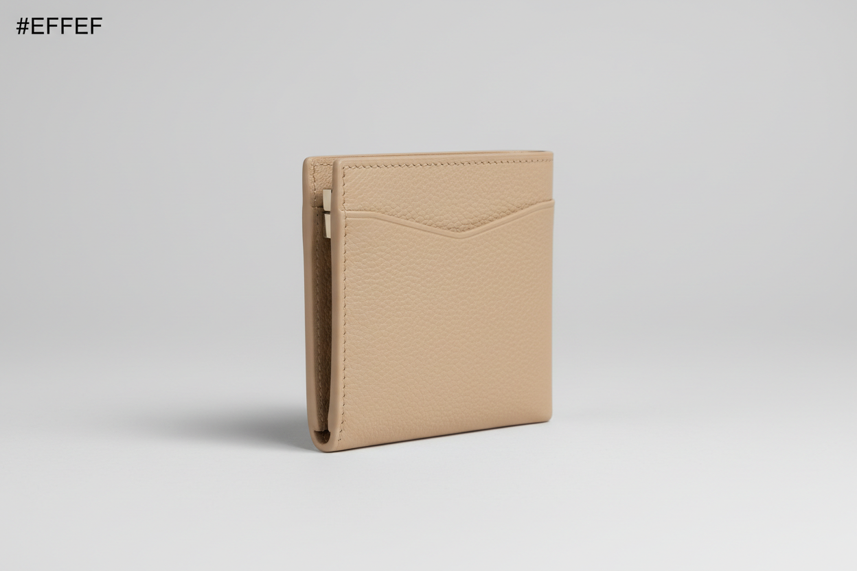Executive Mini Porte-Cartes in Cream Drift Sand, side angle view