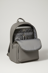 Metropolitan Business Backpack in Granite Mist Grey Refined Matte Leather – Laptop Compartment