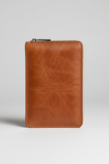 Elite Office Carry Pochette in Claywood Brown Handcrafted Grain Leather – Front View