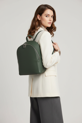 Metropolitan Fashion Backpack in Everwood Sage Green Handcrafted Grain Leather – Female Model