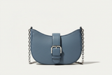 Soft Curve Shoulder Bag in Dusty Blue, front view