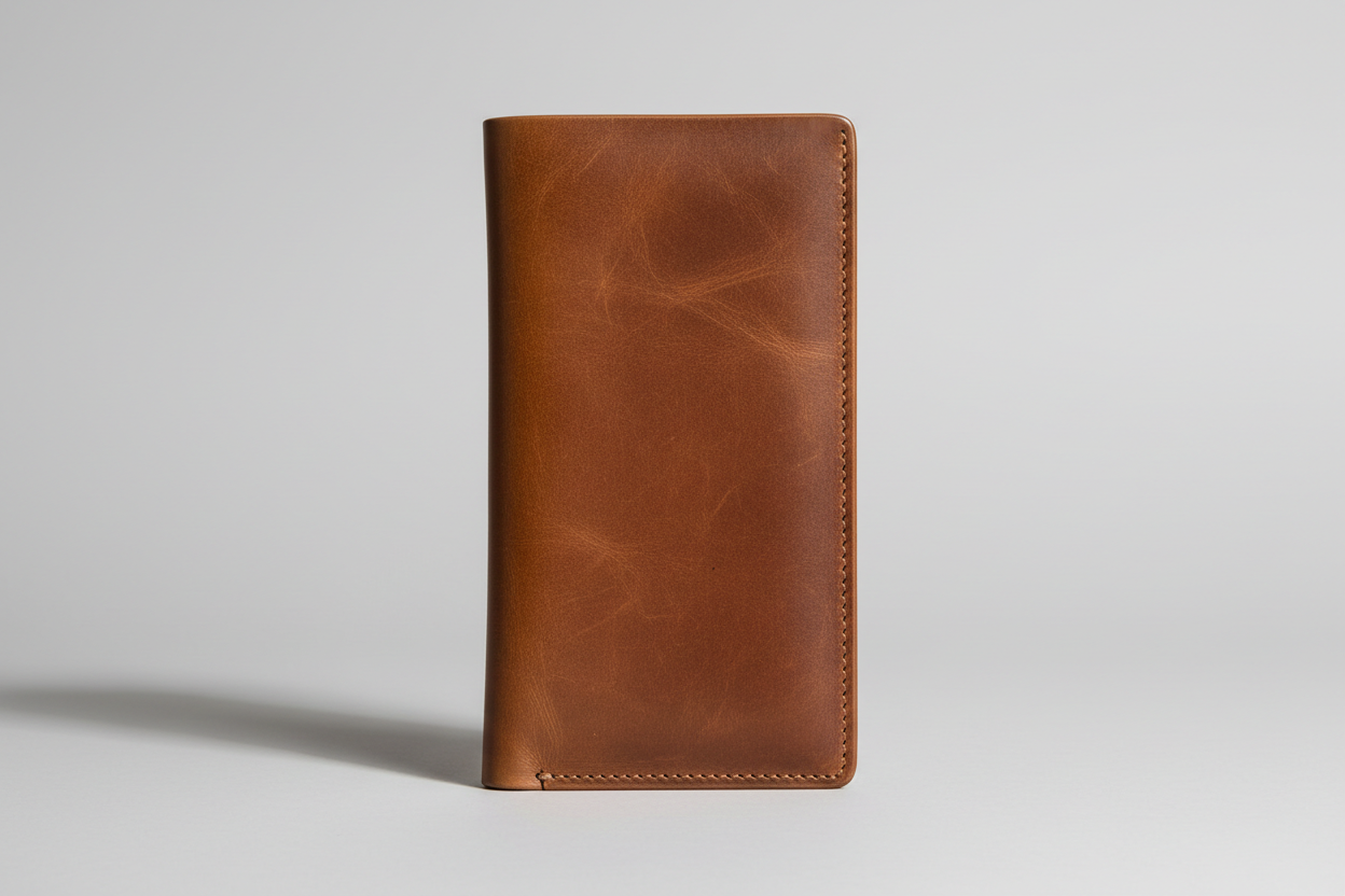 Luxury Long Wallet in Bronze, front view