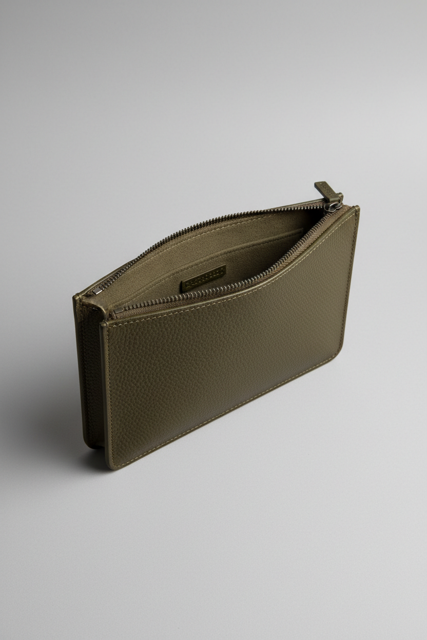 Executive iPad Pochette in Forest Timber Olive Heritage Grain Leather – Interior View