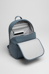Elegant Everyday Women's Backpack in Arctic Lagoon Blue Structured Luxe Leather – Interior View