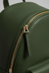 Elegant Everyday Women's Backpack in Moss Valley Green Soft Natural Leather – Leather & Zipper Detail
