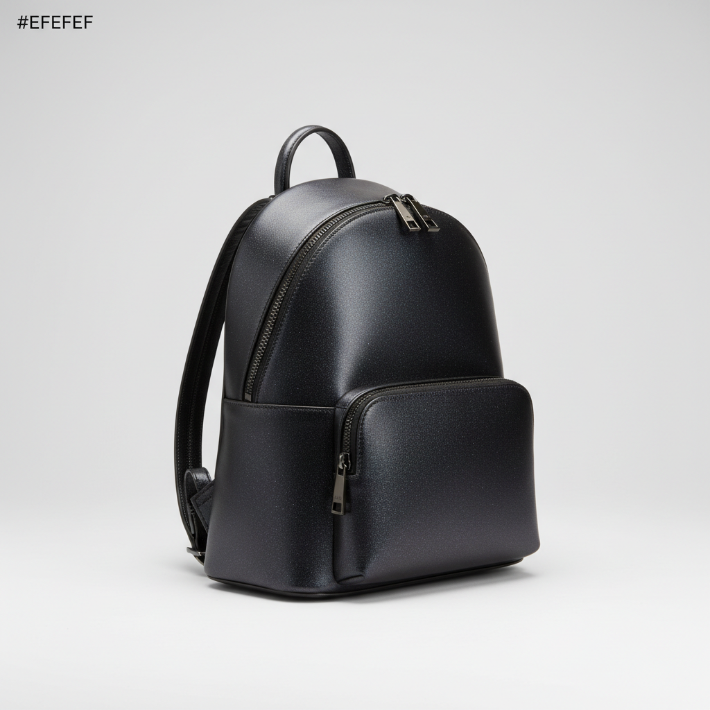 Premium Leather Women's Backpack - Galaxy Matte Black Side View