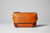 Modern Travel Pouch in Orange and Brown, front view