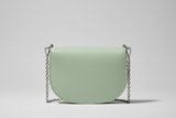 Curved Mini Shoulder Bag in Soft Pistachio, front view