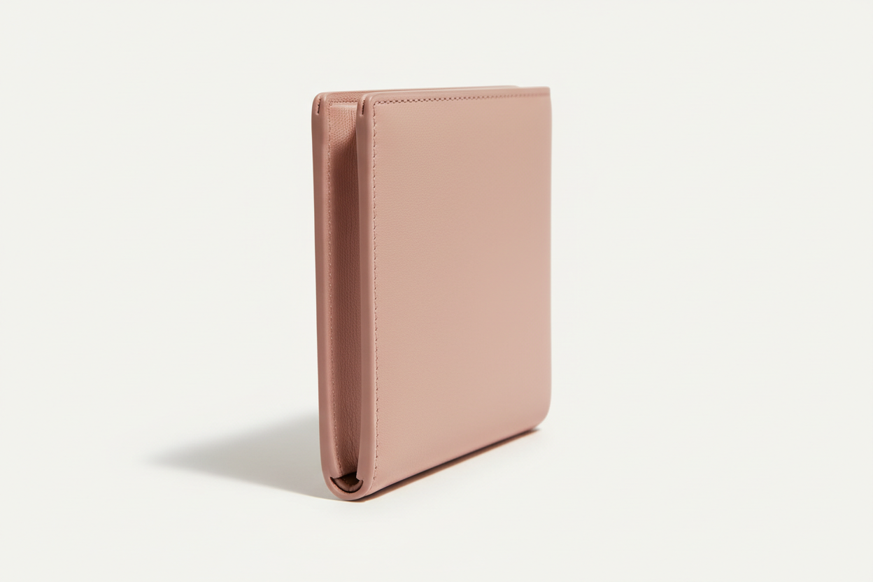Luxury Long Wallet in Pink, side angle view
