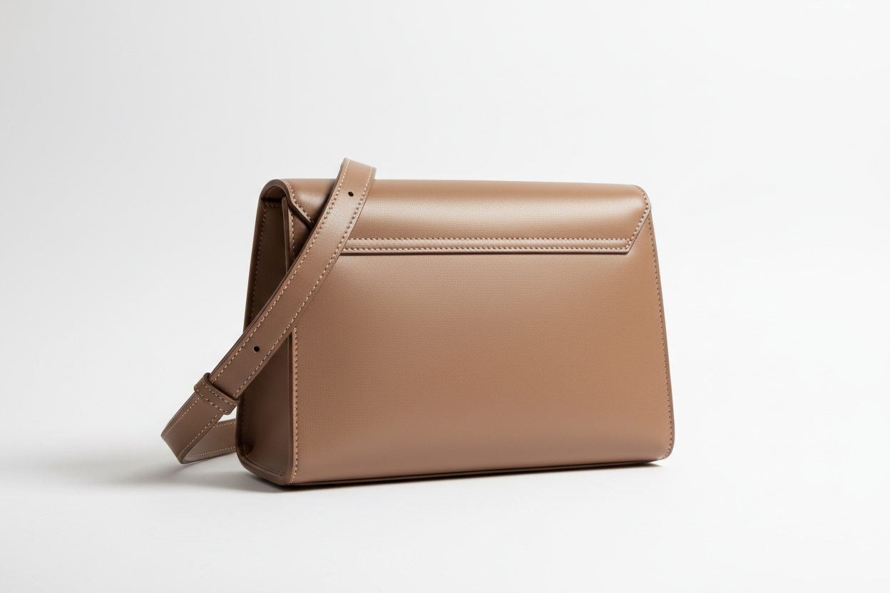 Modern Everyday Shoulder Bag in Soft Taupe, back view