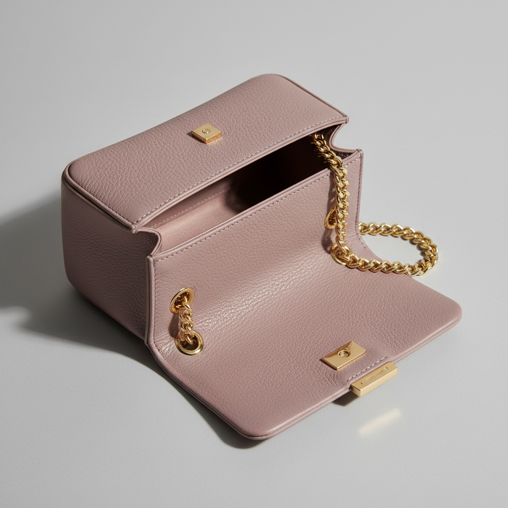 Chain Strap Mini Bag in Smoky Orchid Lilac – Interior View