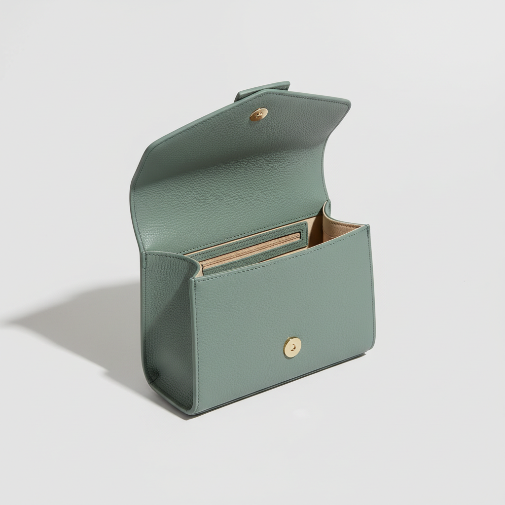 Contemporary Mini Flap Bag in Lagoon Mist Teal – Interior View