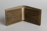 Executive Mini Porte-Cartes in Mosswood Terrain Olive, open interior with card slots