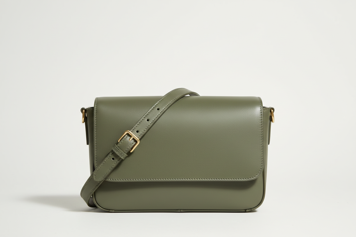 Soft Matte Shoulder Bag in Olive Sage, front view
