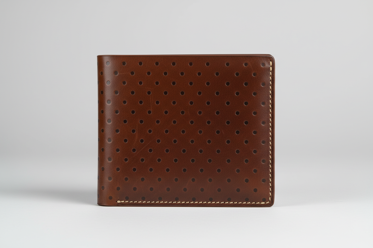 Premium Leather Wallet in Dots, front view