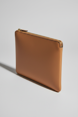 Metropolitan Slim iPad Bag in Desert Sandstone Tan Fine Calfskin Leather – Angled View
