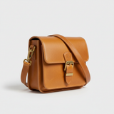 Urban Professional Crossbody Bag in Camel Ridge Tan Vintage Pull-Up Leather – Side Angle