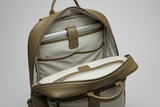 Contemporary City Backpack in Olive Dust Moss, open interior view