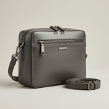 Urban Professional Crossbody Bag in Shadow Iron Grey Brushed Grain Leather – Side Angle