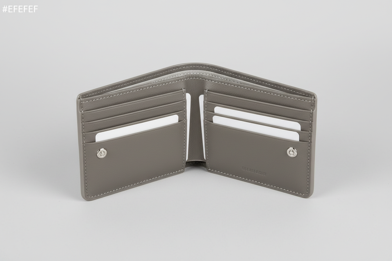 Urban Everyday Wallet in Gray and Silver, open interior view