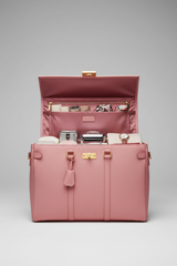Urban Voyage Weekender in Pink Structured Executive Leather — open compartment