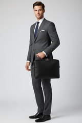 Executive Slim Briefcase in Midnight Graphite Black – Professional Model