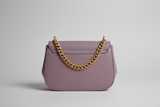 Elegant Chain Shoulder Bag in Dusty Lavender, back view
