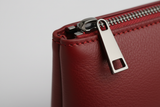Premium Leather Utility Pouch in Red, matte calfskin leather macro close-up