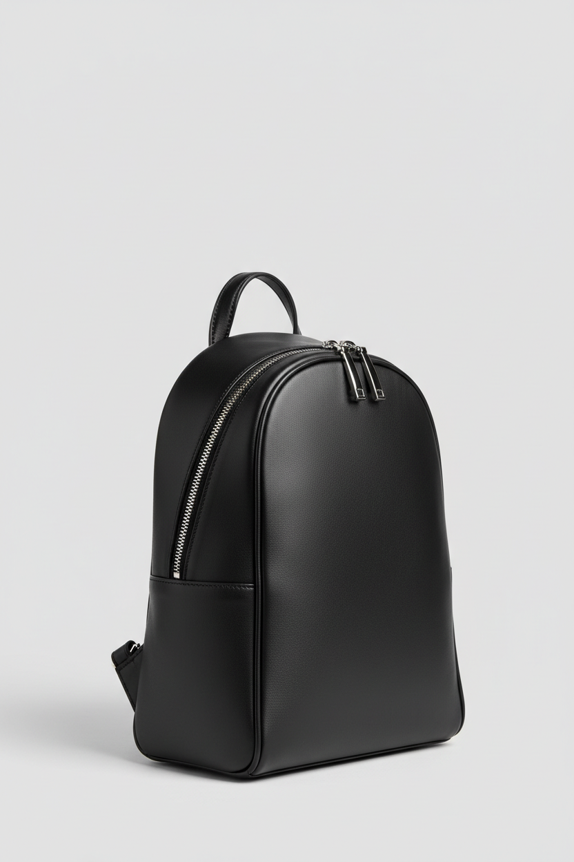 Urban Luxe Women's Backpack in Midnight Rose Black Soft Luxe Leather – Side Angle
