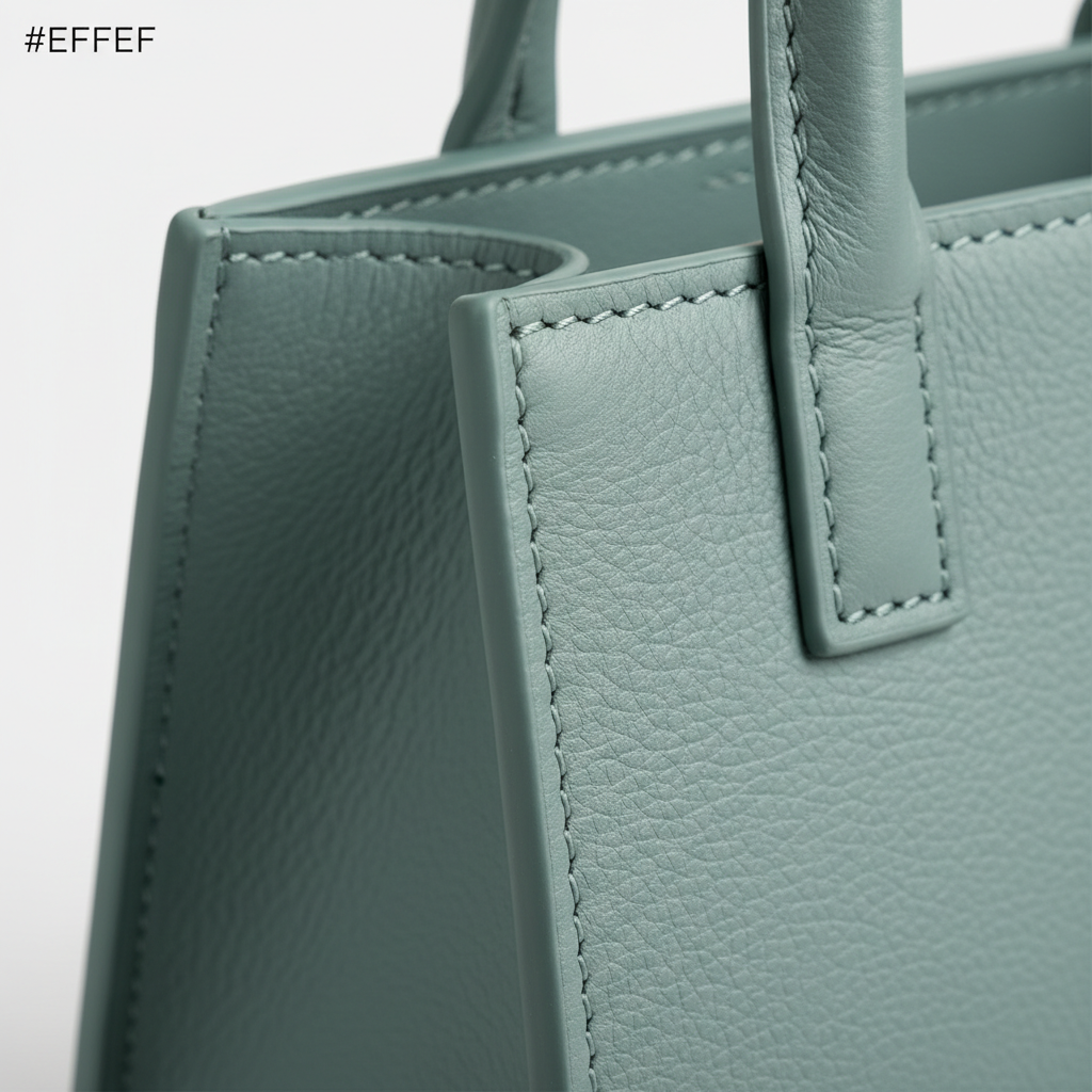Scandinavian Mini Tote in Ocean Mist Aqua – Leather Texture Detail