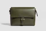 Modern Laptop Messenger Bag in Carbon Moss Green – Front View
