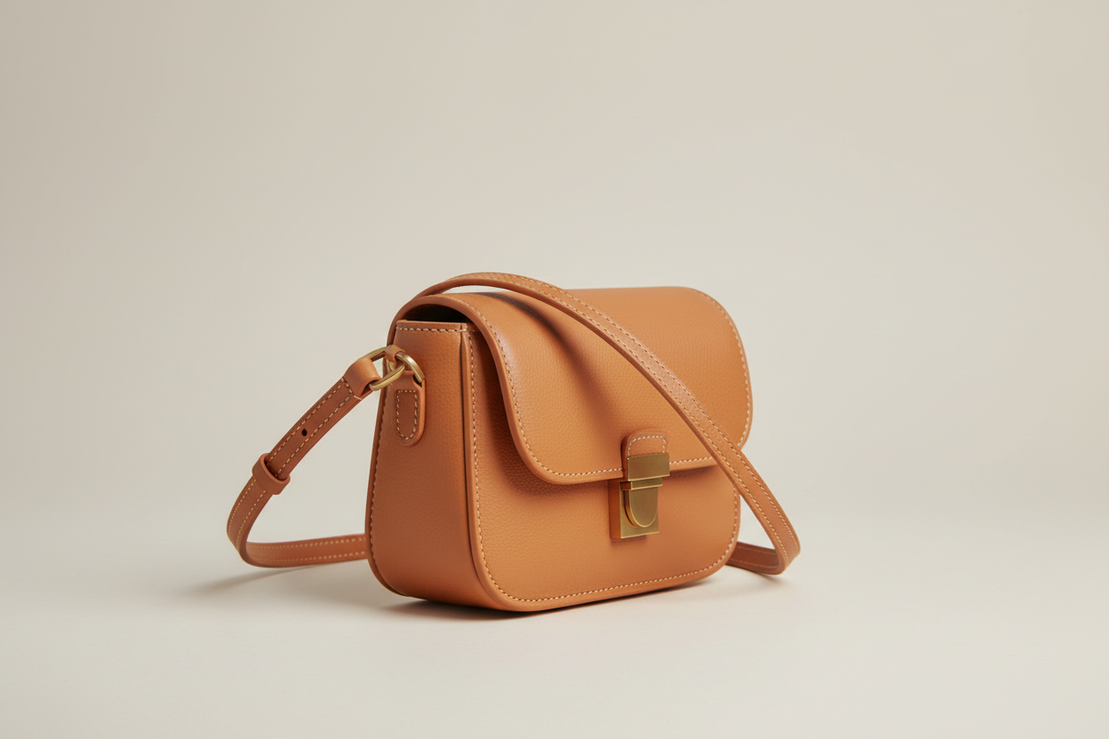 Everyday Mini Crossbody in Warm Almond, side angle view