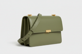 Minimal Luxe Shoulder Bag in Sage Green, side angle view