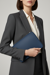 Quiet Luxury Tablet Pochette in Arctic Wave Blue Smooth Milano Leather – Professional Model