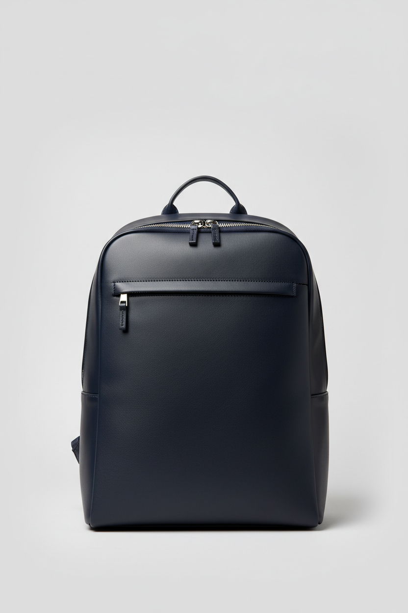 Metropolitan Business Backpack in Midnight Harbor Navy Water-Resistant Luxe Leather – Front View