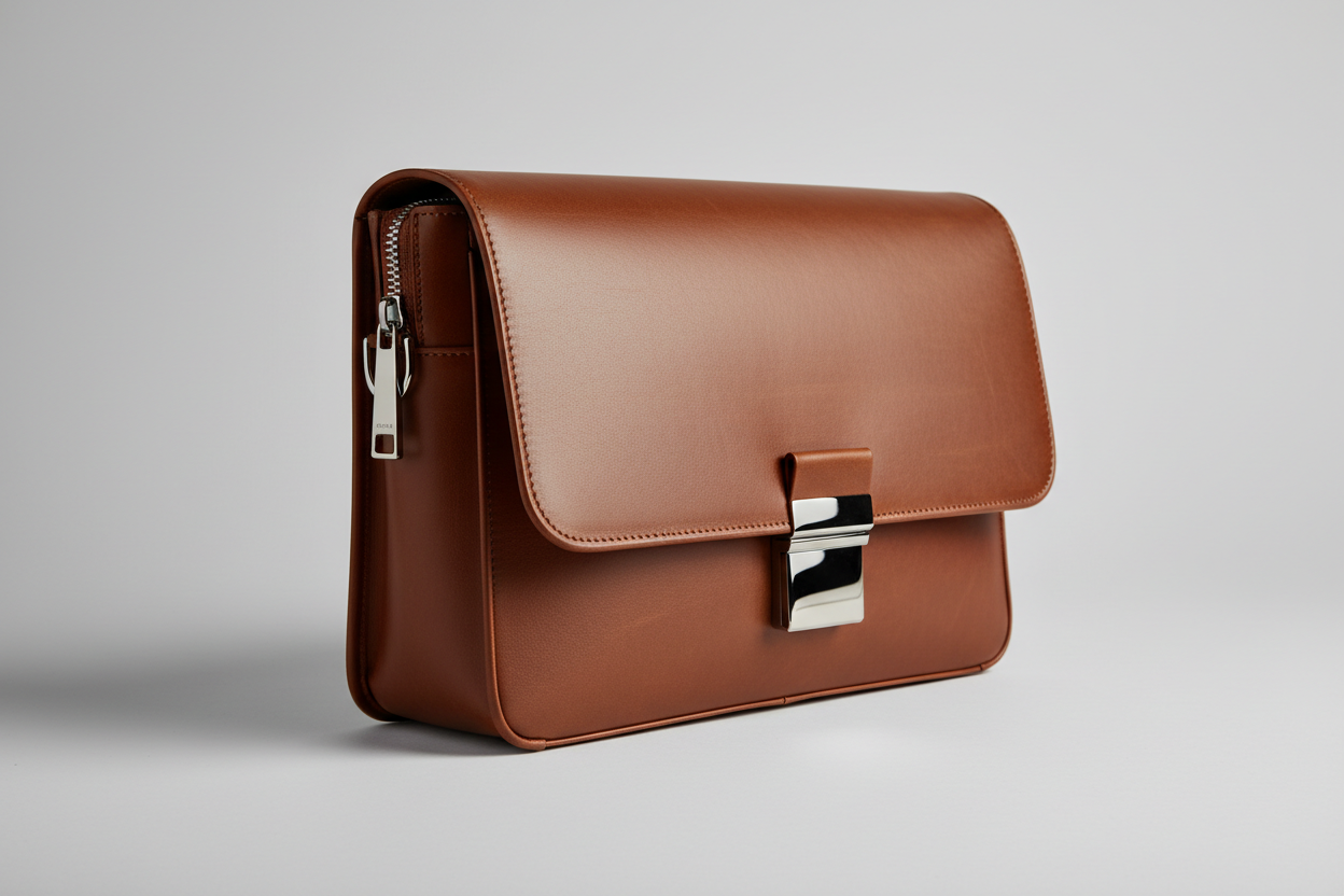 Modern Laptop Messenger Bag in Cocoa Walnut Brown – Side Angle