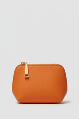 Minimal Luxe Pouch in Orange and Gold, front portrait view