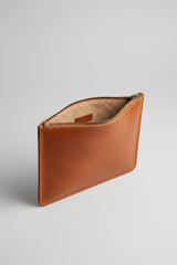 Contemporary Tech Sleeve Pochette in Camel Dune Tan Italian Saddle Leather – Interior View