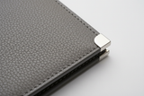 Urban Everyday Wallet in Gray and Silver, structured leather and hardware close-up
