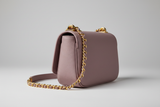 Elegant Chain Shoulder Bag in Dusty Lavender, side angle view