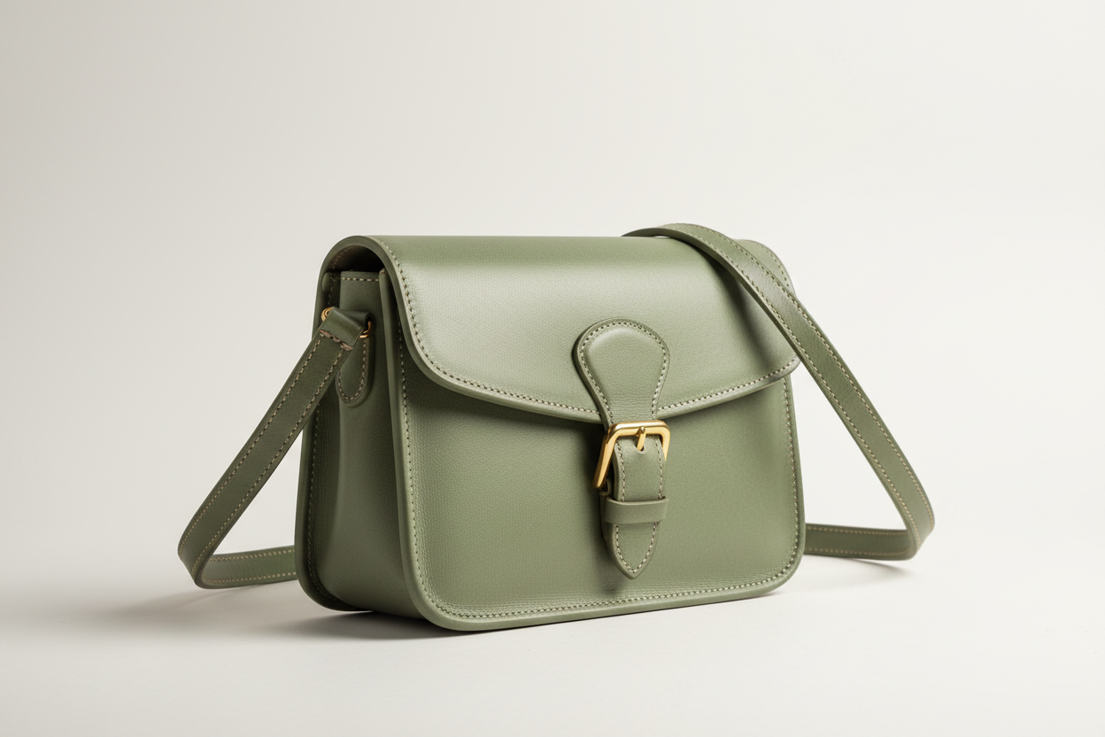 Soft Vintage Shoulder Bag in Sage Mist, side angle view