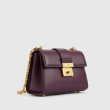 Sculpted Mini Designer Bag in Royal Mulberry Plum – Side Angle
