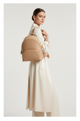 Premium Leather Women's Backpack - Dune Silk Beige Model Shot