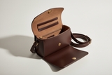Everyday Mini Crossbody in Deep Cocoa, open interior view