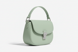 Curved Mini Shoulder Bag in Soft Pistachio, side angle view